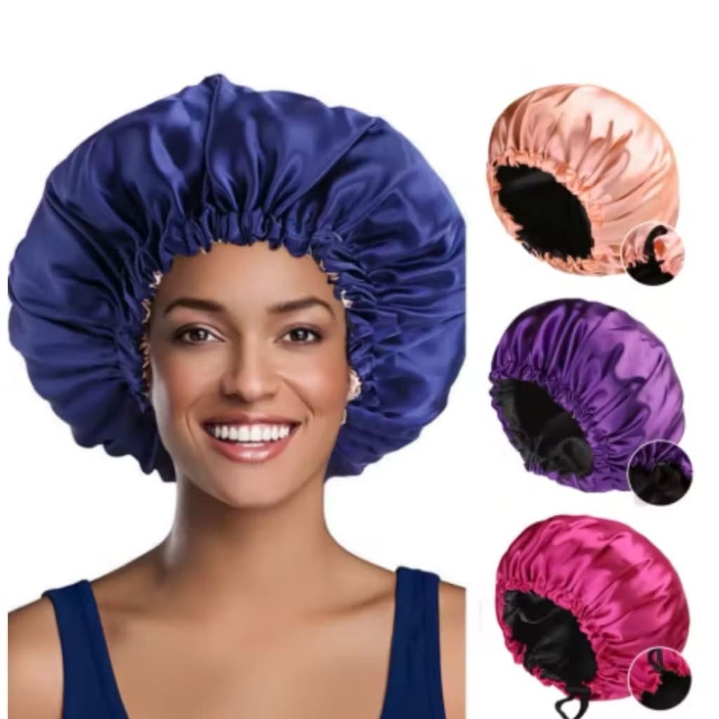 Touca de Cetim Extra Grande / Box Braids Dupla Face Big Cores Masculinas e Femininas-com Regulador