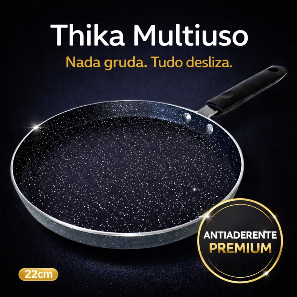 Panquequeira Tapioqueira Antiaderente 22cm Acabamento Preto Inducao Panelas