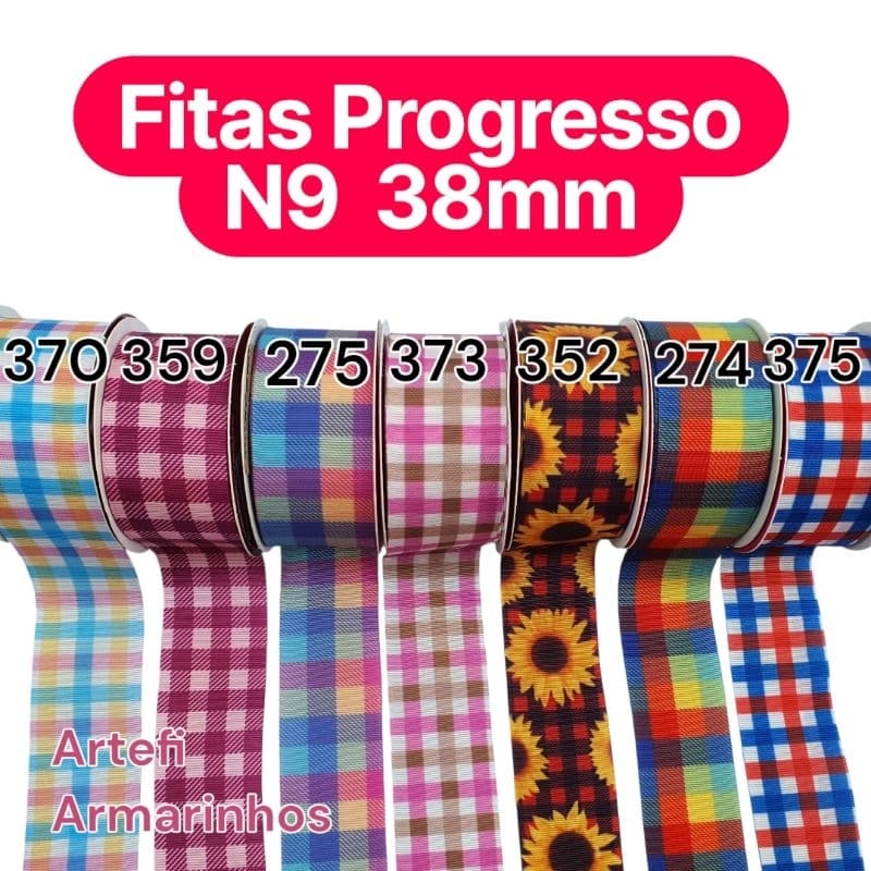 Fita Xadrez Gorgurao 38mm N9 Progresso 10 metros Festa Junina