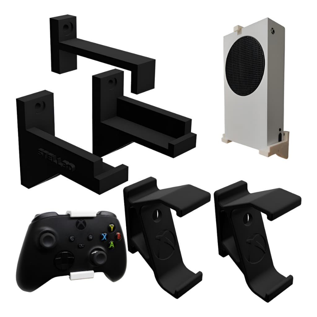 Kit Suporte Xbox Serie S  Parede  + 2 Suportes de  Controle  Fácil Instalação  Resistente e Completo