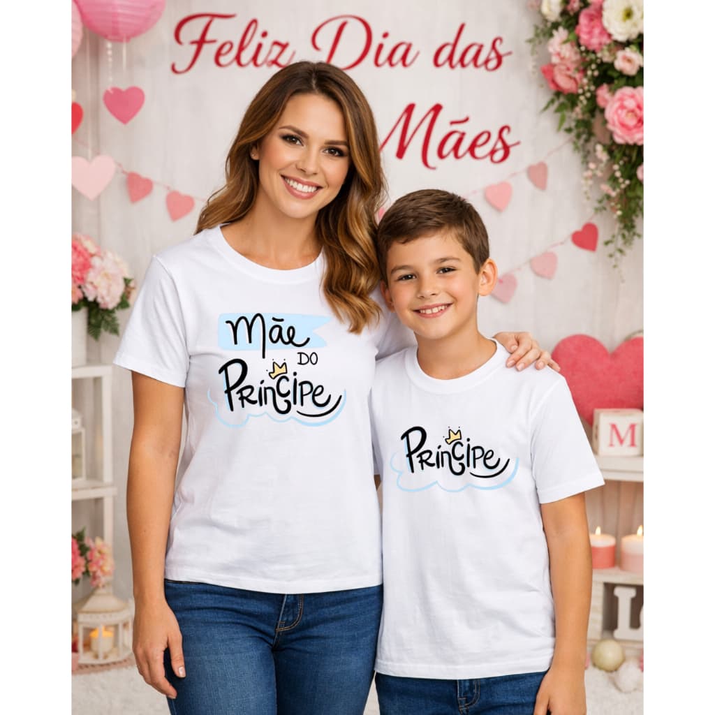 Camiseta Mãe e Filho Kit Combinando Algodão Premium Fio 30.1 Personalizada Dia das Mães