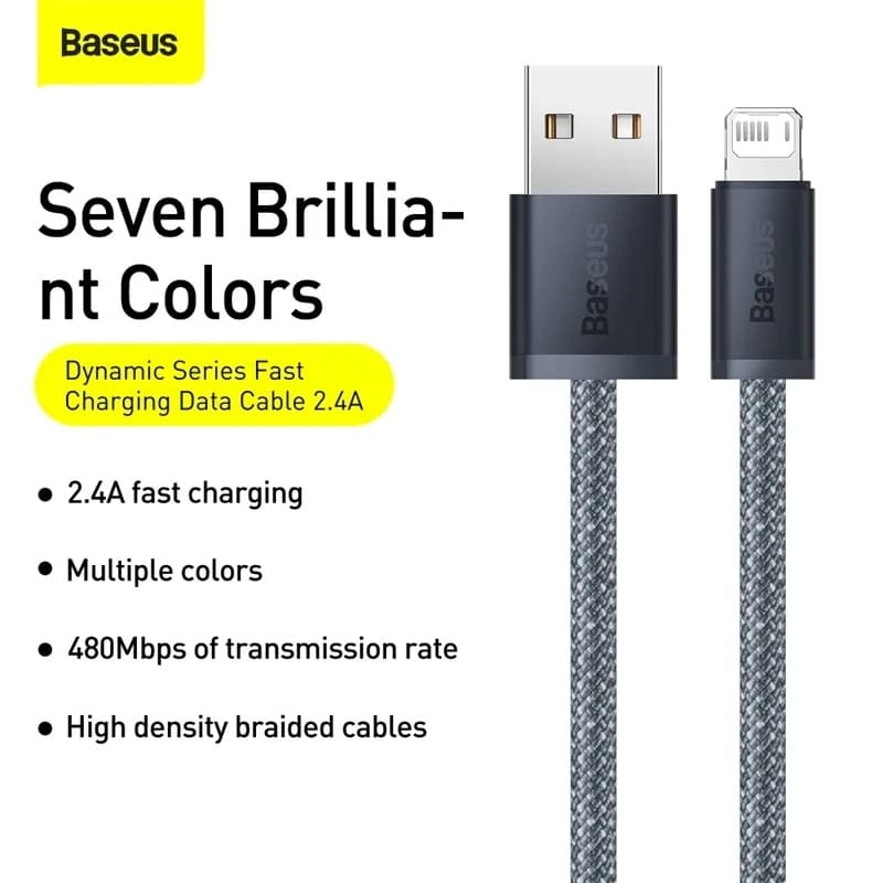 Cabo Baseus Lightning 1m Para Iphone 2.4a Carregamento E Transferência De Dados