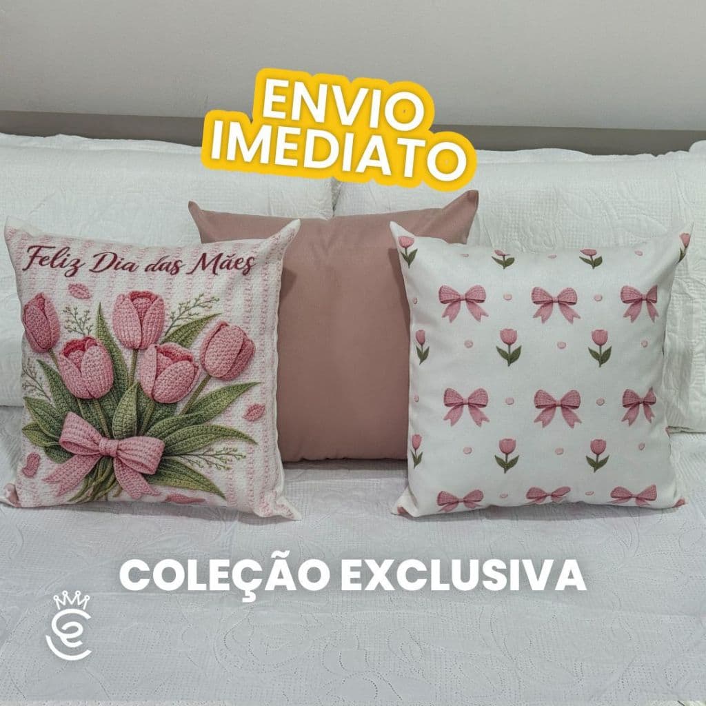 Kit 3 Capas De Almofadas Coleção Dia das Mães 45cmx45cm suede sublimadas com efeito 3D - Decorativas e Modernas