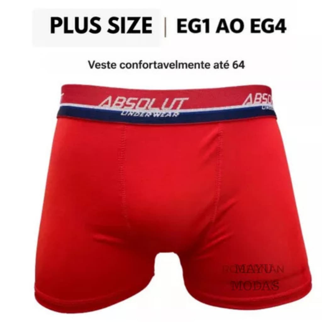 Cueca Boxer Plus Size Masculina EG1 ao EG4 50 ao 64 XGG Extra Grande Confortável Microfibra Elástico