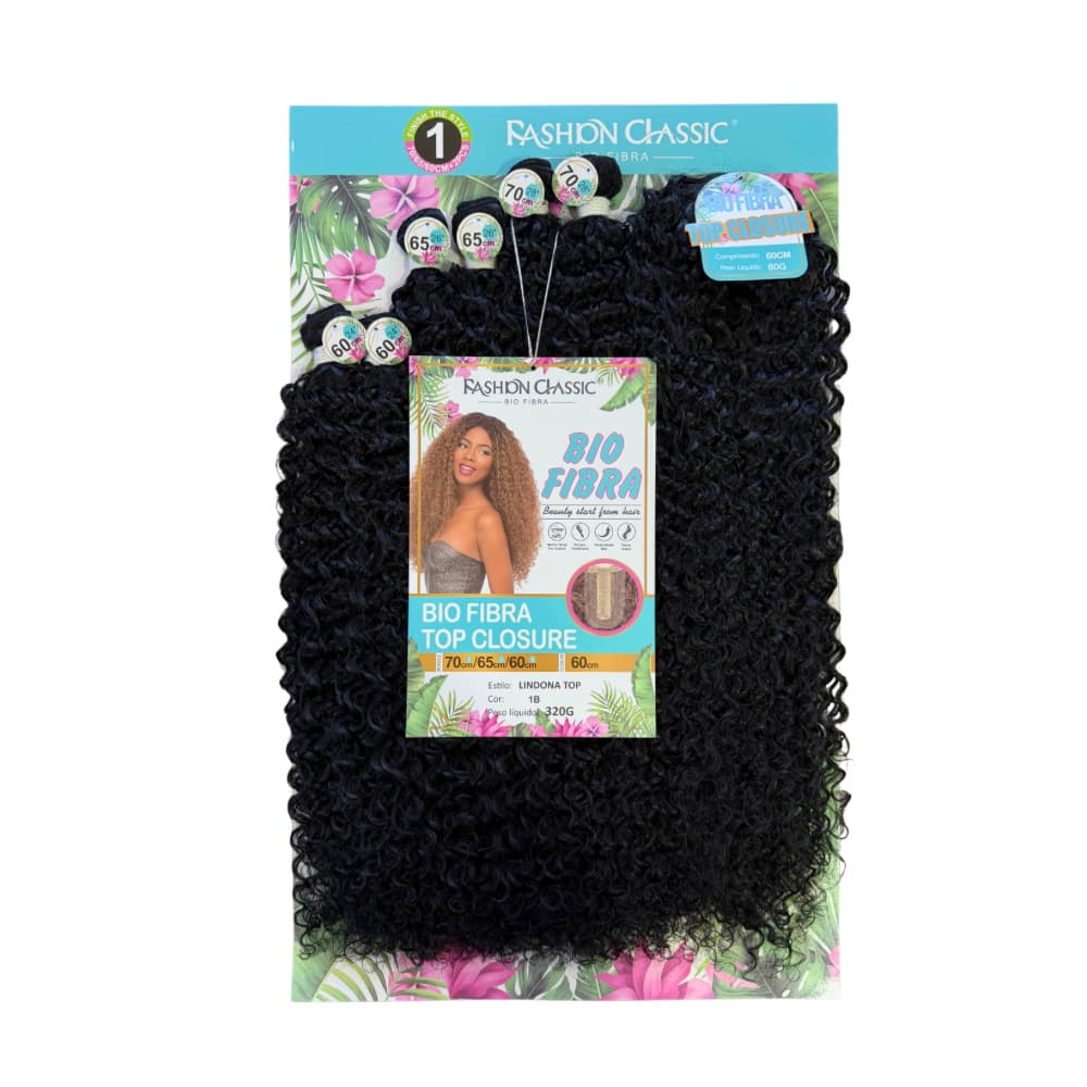 Cabelo Cacheado Lindona com Top Closure Bio Fibra 320g