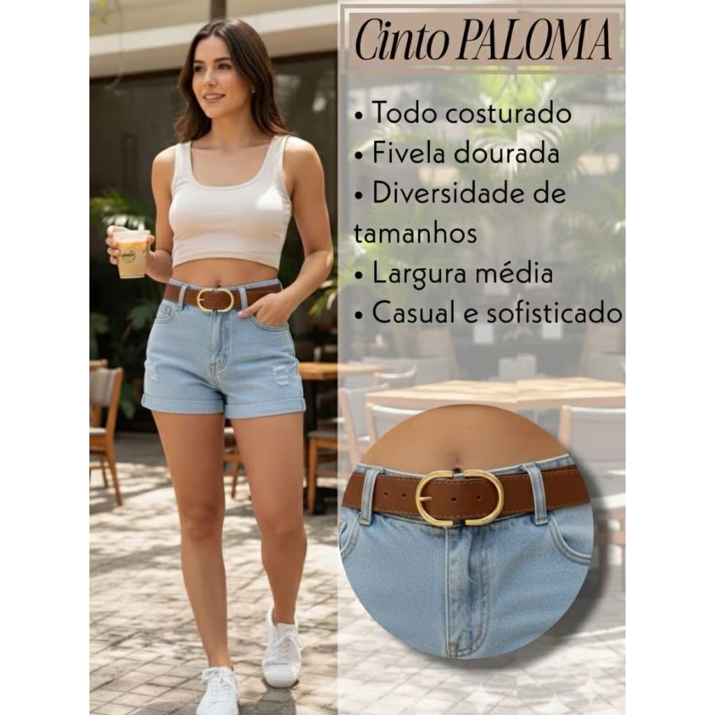Cinto Feminino Tendência 2026 Luxo Alfaiataria Fivela Dourada Minimalista Premium Várias Cores