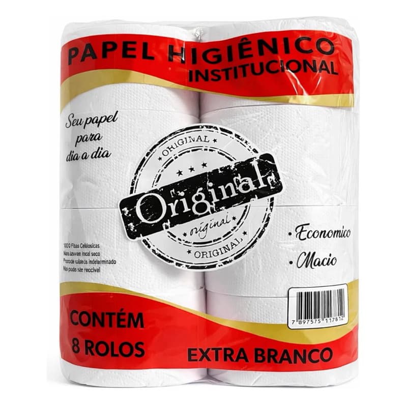 Papel Tolha Bobina Papel Higiênico Rolão Luxo Econômico 8 Rolos Premium Industrial Folha Simples Atacado - Promoção