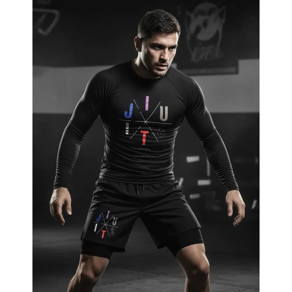 Kit No Gi Conjunto Jiu Jitsu sem kimono Rash Guard + Bermuda Com Forro