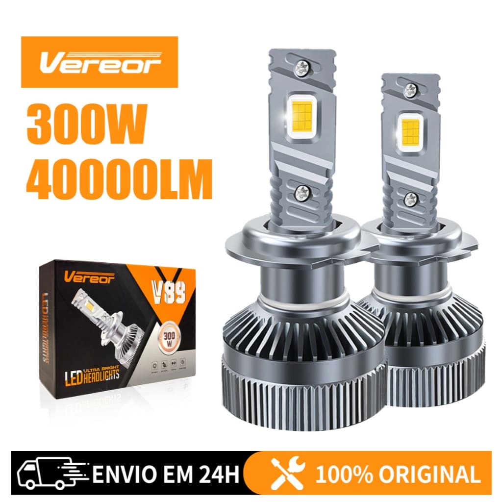 V89 Lâmpada de Farol LED para Carros 300W 40000LM 6000K H1 H3 H4 H7 H11 9005 9006 9V a 16V Pura e Brilhante Frete grátis