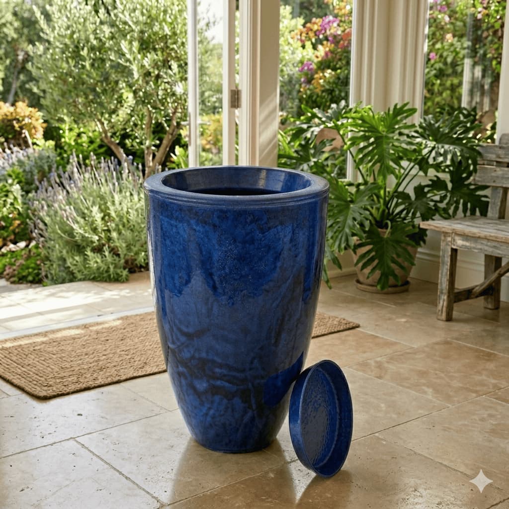 Vaso Polietileno Luxuoso Decorativo Para Plantas Coluna lisa N1 com prato