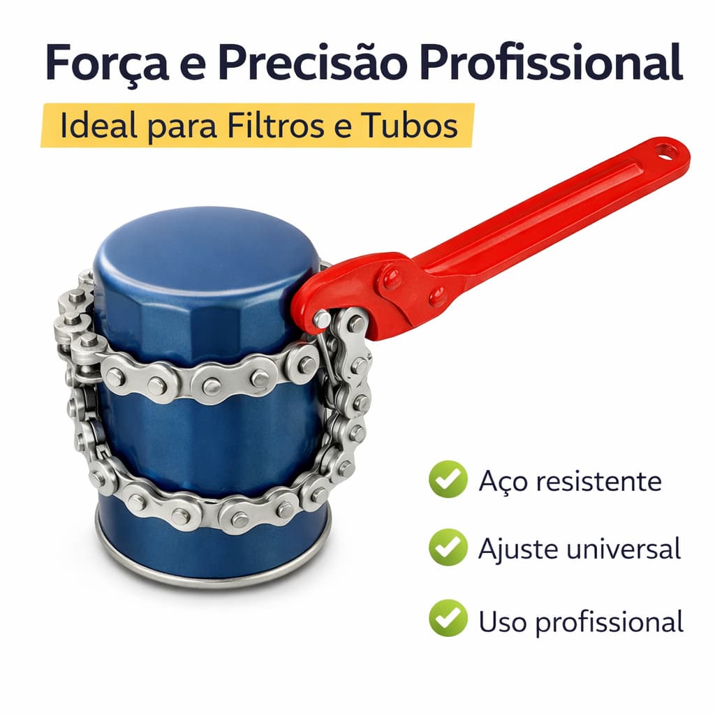 Chave Corrente 8 Polegadas Ajustável Aço Profissional Filtro Óleo Tubo Mecânico