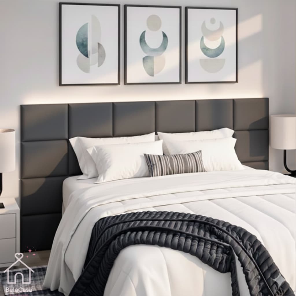 Cabeceira Estofada Completa Adesiva em Módulos 40X30 para Cama de Solteiro Casal Queen King!