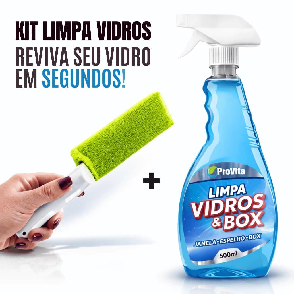 Kit Limpador para Vidros Frestas Vãos Fendas Box e Janelas  - Luva Microfibra + SUPORTE REFORÇADO