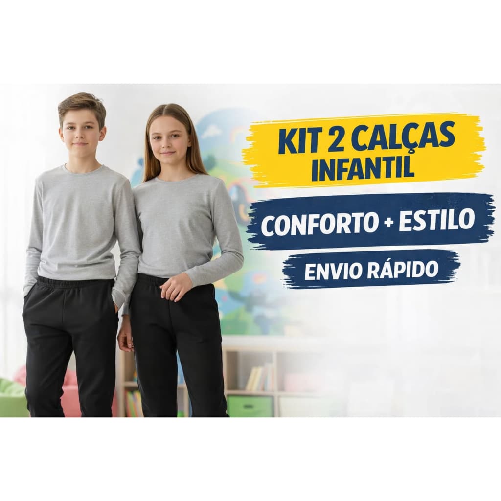 Kit 2 Calça Moletom Infantil Menino Menina Calça de Frio Unissex
