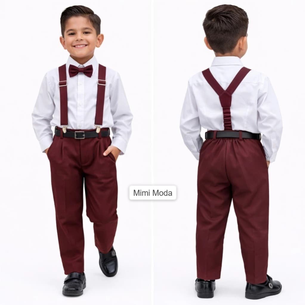 Conjunto Masculino Infantil Social Suspensorio Marsala Completo Formatura Casamento Pagem Noivinho