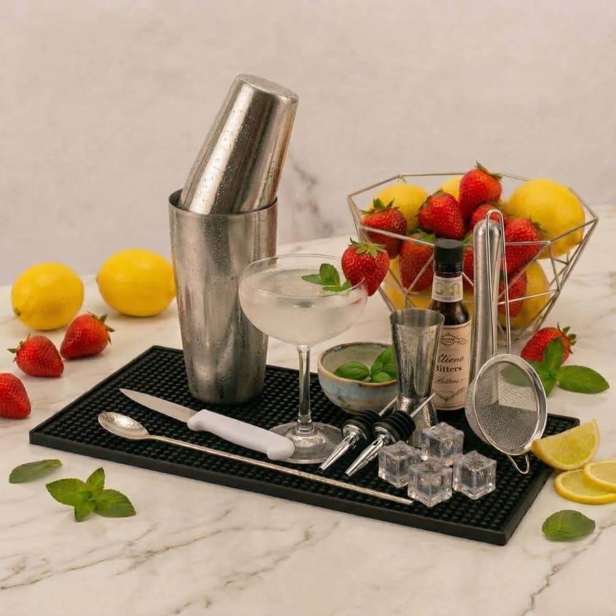Kit Bartender Profissional Completo 9 Peças Inox - Coqueteleira Boston 820ml | Envio Imediato