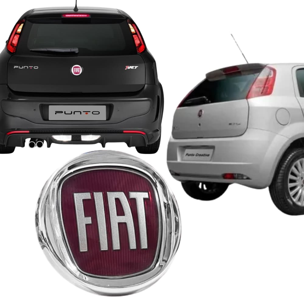 Emblema Traseiro Porta Malas Fiat Punto 2008 A 2011 Vermelho