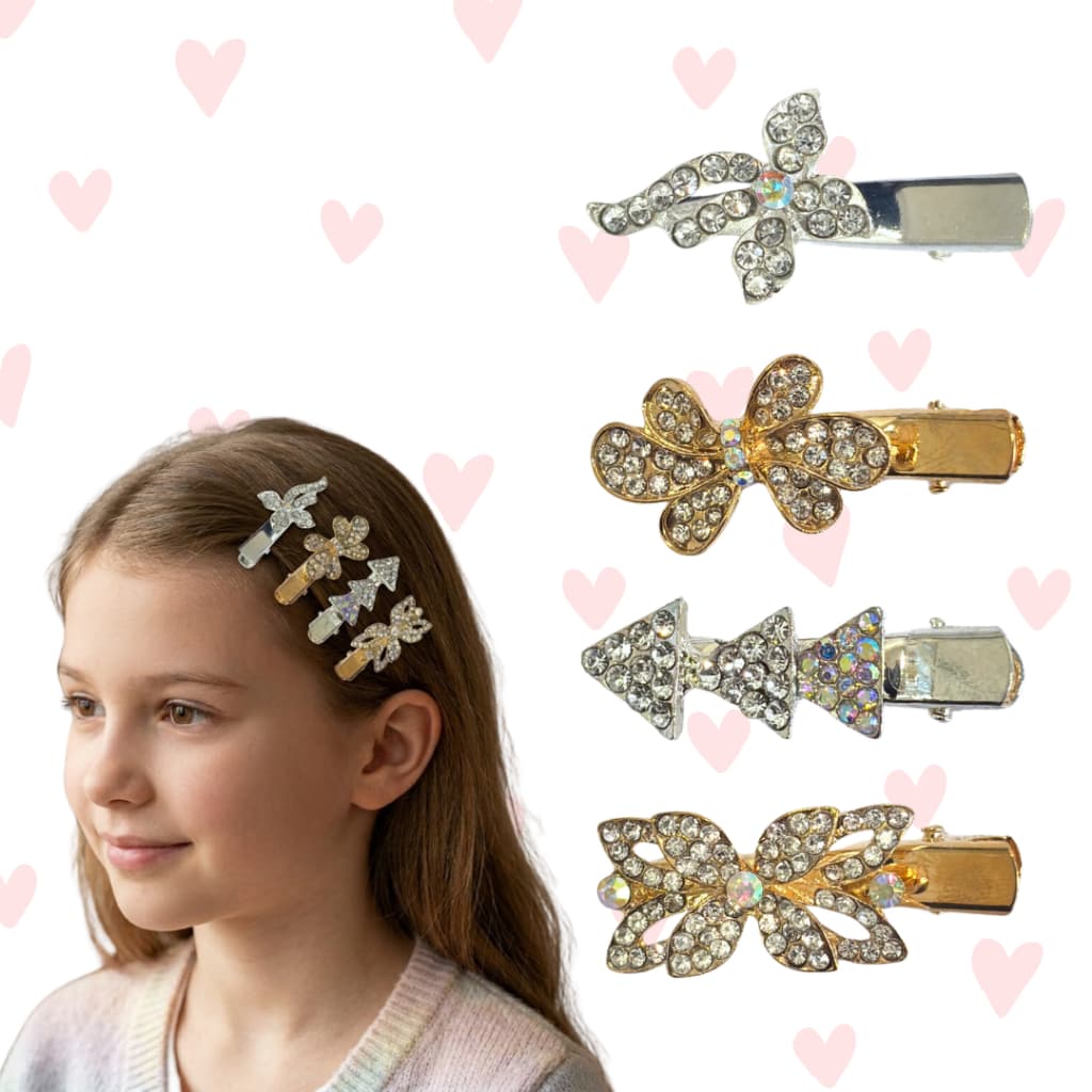 Kit 2 Mini Bico De Pato Prendedor De Cabelo Penteado Metal Strass