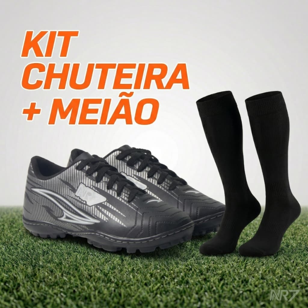 Chuteira Society Masculina Kit Com Meiao Esportivo Resistente Oferta Relampago