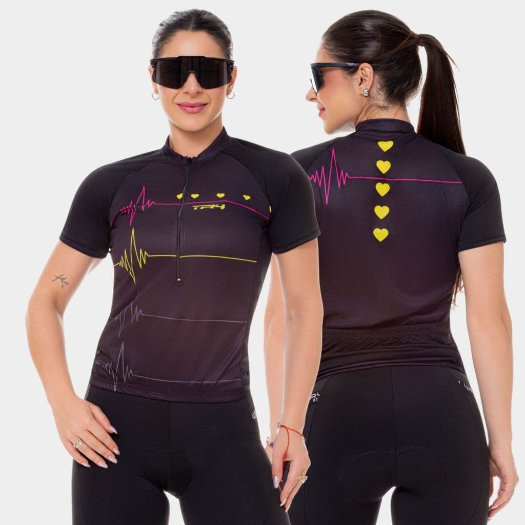 Camisa de Ciclismo Feminina Camiseta Manga Curta Way Preta Roupa Bike Pedal Mtb