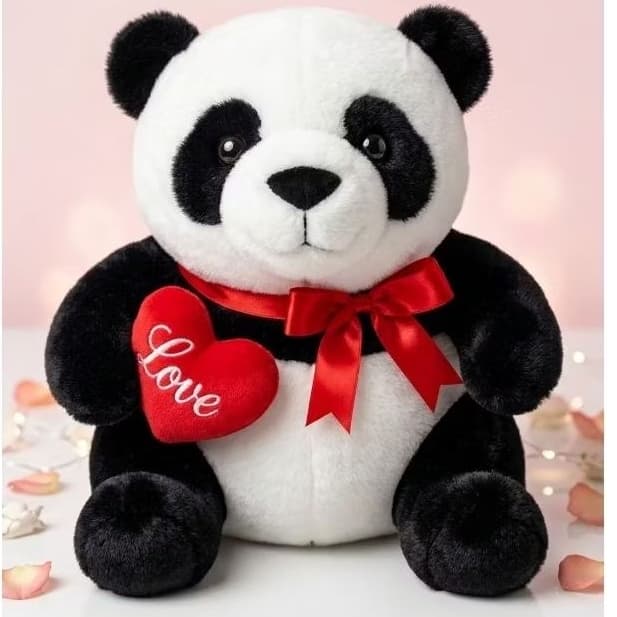 Ursinho Urso Panda de Pelúcia 36cm com Coração Presente Dia Namorados Fofo Romântico Envio Rápido
