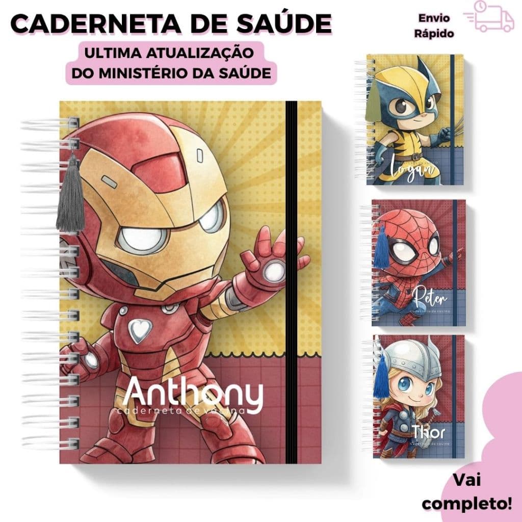 Caderneta de Saúde Bebê Completa  Vacinas Consultas Infantil Atualizada Caderneta Menino