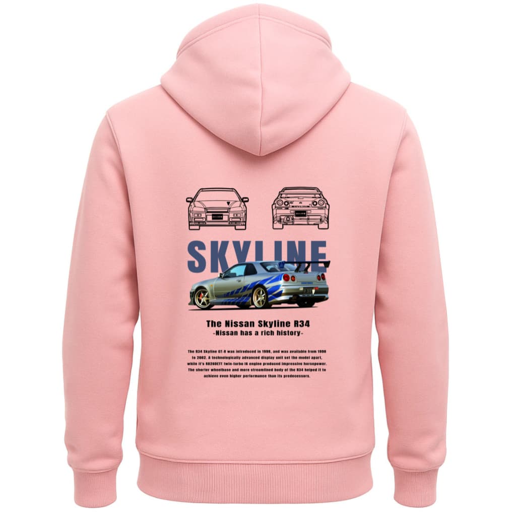 Moletom Skyline JDM Estampa Grande Costas Capuz Canguru Flanelado Inverno