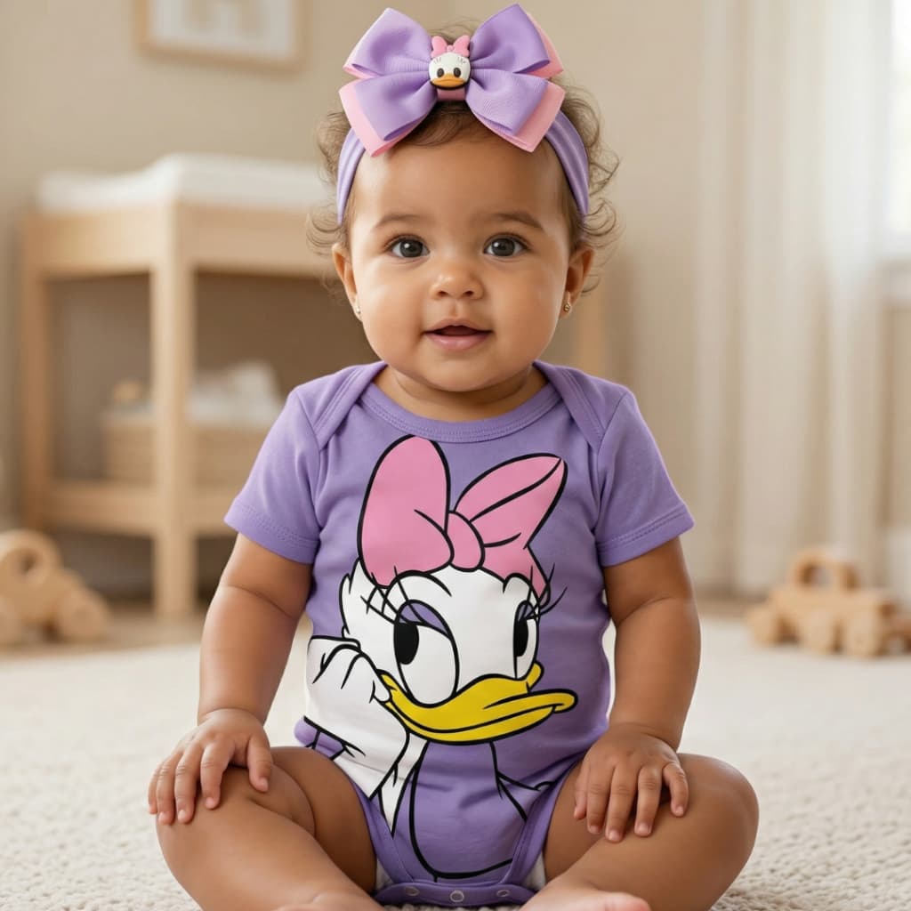 Body tematico mesversario margarida + faixa personalizado lilas fofo