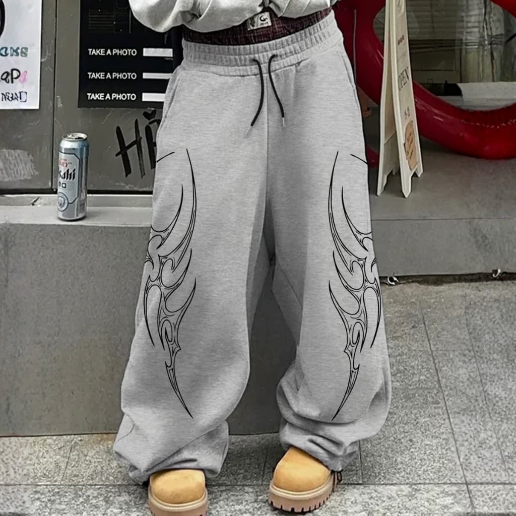 Calça Wide Leg Moletom Masculina e Feminina Oversized Gringa  Estilo Hip Hop