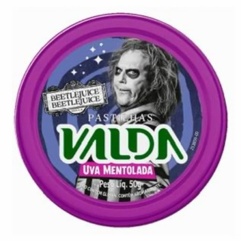 Pastilha Valda Beetlejuice Edição Limitada Uva Mentolada 50g Colecionável.