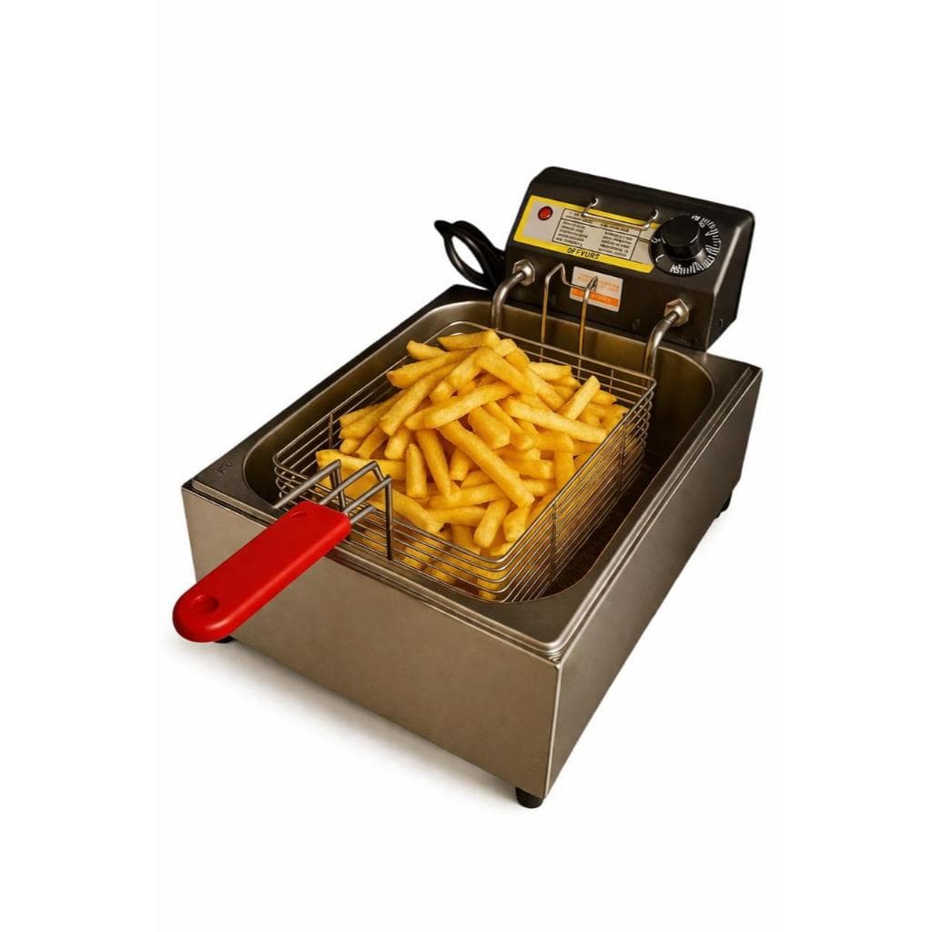 Fritadeira Elétrica 5 Litros 1 Cuba Profissional Aço Inox Com Cabo de Proteção 110V 220V