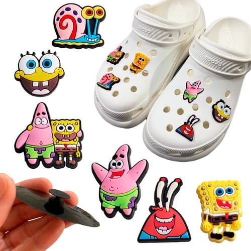 Kit 6 a 10 Peças Pins/Bottons Emborrachados Para Babuche - Turma do Bob Esponja