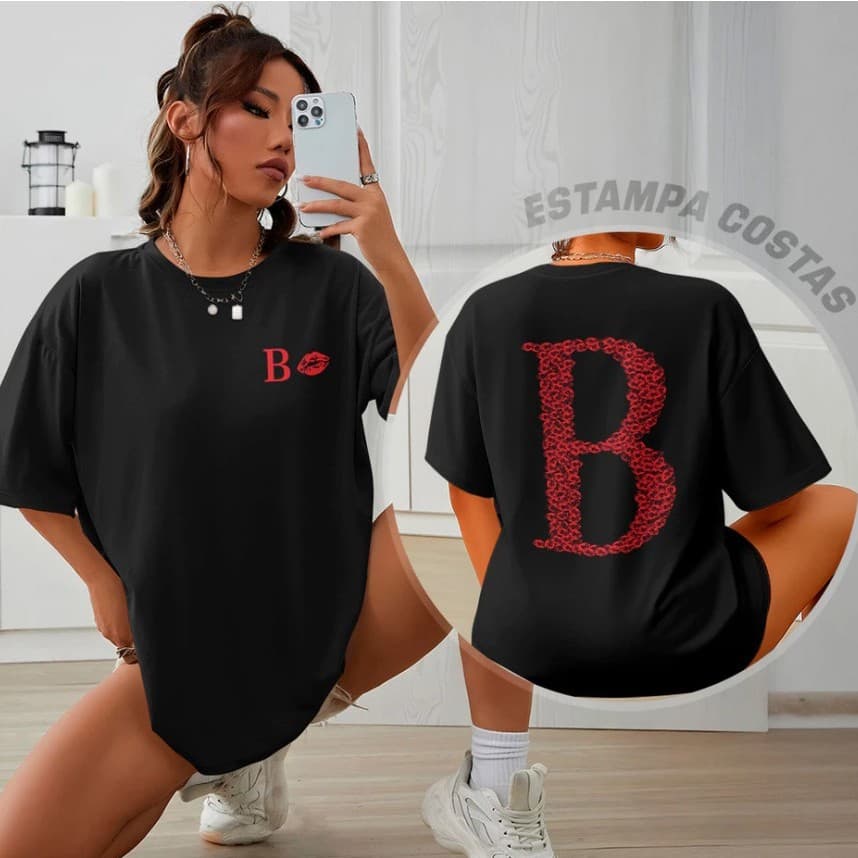 Camiseta Casal Dia Dos Namorados Personalizada Beijos Estampa Frente + Costas Estiloso Streetwear