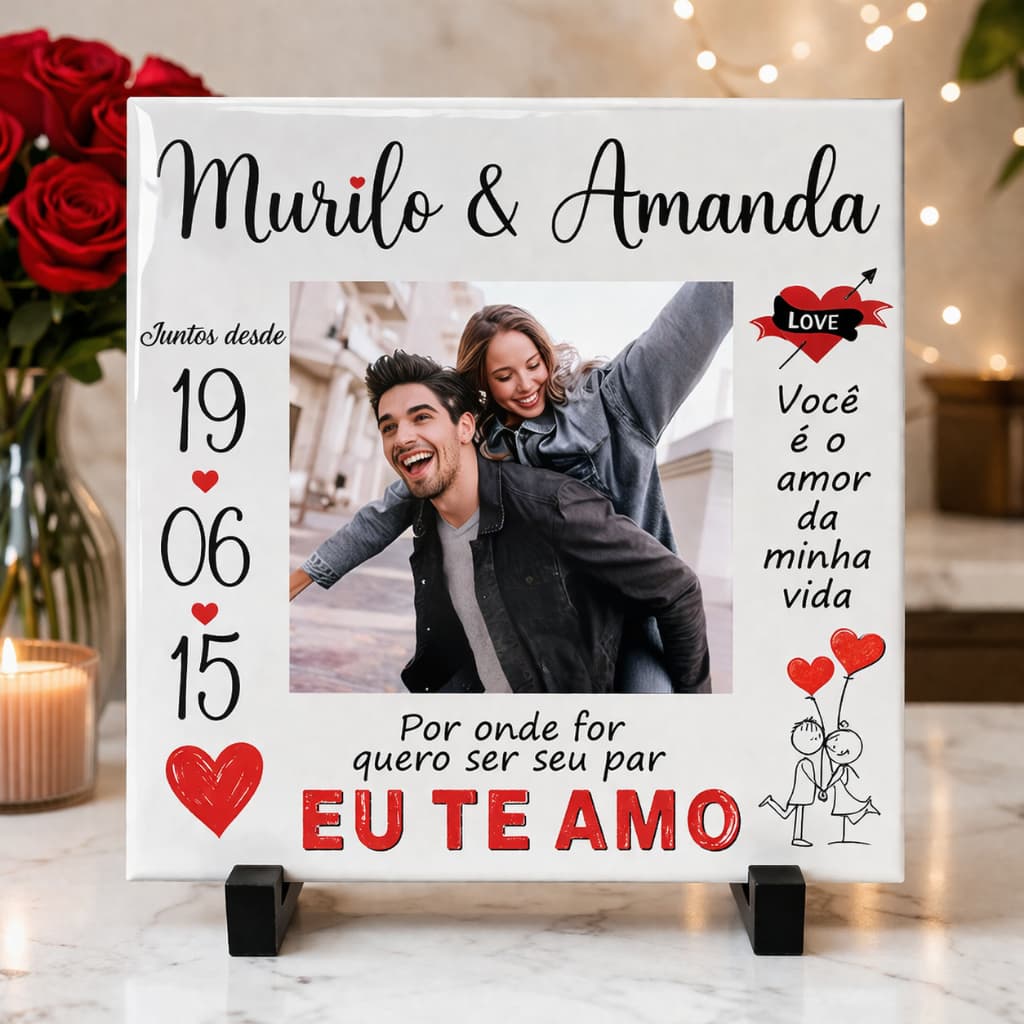 Azulejo Personalizado | Dia dos Namorados | Presente Criativo e Exclusivo - Envio Imediato