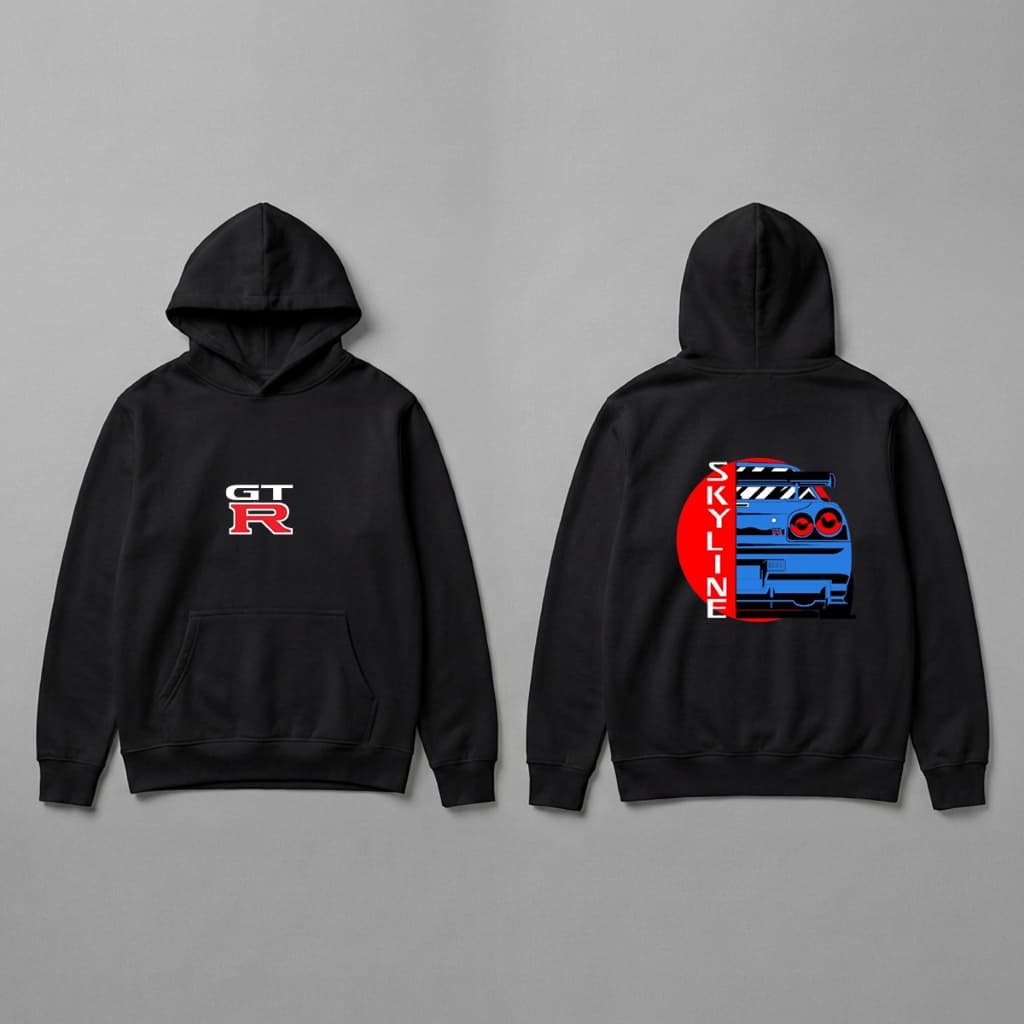 Moletom Canguru GTR Skyline Com Capuz e Bolso Flanelado Algodão Confortável