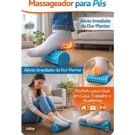 Massageador de Pés Rolo Anti Estresse Alívio Dor Plantar Relaxamento
