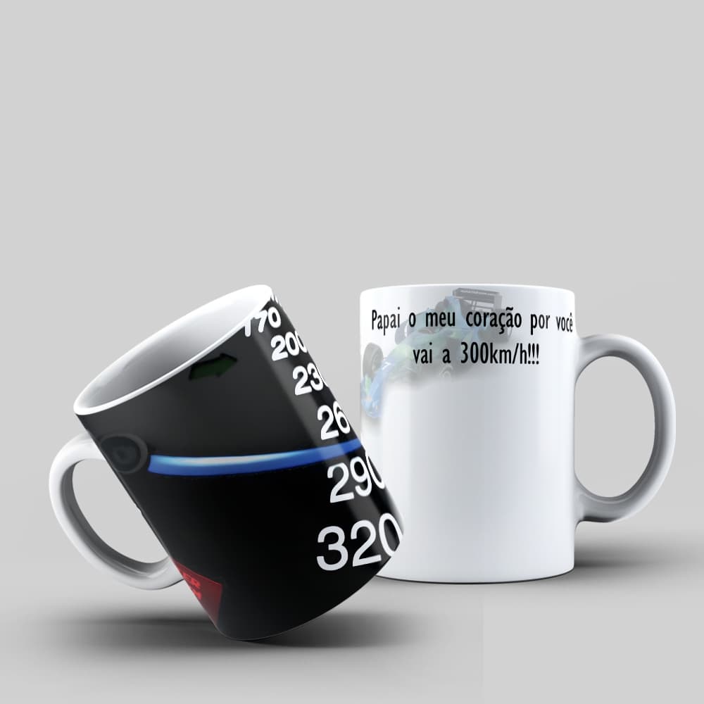 Caneca Dia dos Pais Automobilismo Coração a 300kmh Presente Criativo ☕️🏎️💨