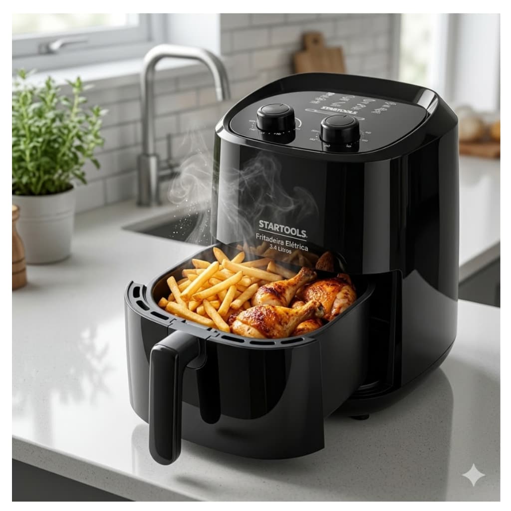 Fritadeira Sem Oleos Air Fryer Capacidade 34 Litros Potencia 1200W 220V Cozinha Saudavel