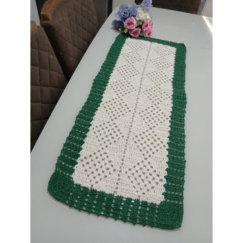 Caminho de mesa de crochê/ trilho de mesa de crochê/ caminho de balcão de crochê