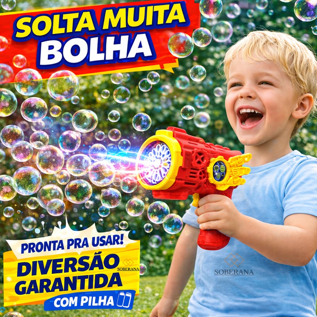 Bazuca Lança Bolhas Infantil com Luzes LED – Máquina Automática de Bolhas de Sabão