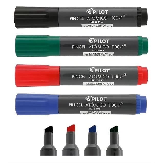 Pincel Atômico Marcador Permanente 1100-P Com Ponta Chanfrada e Recarregável Pilot