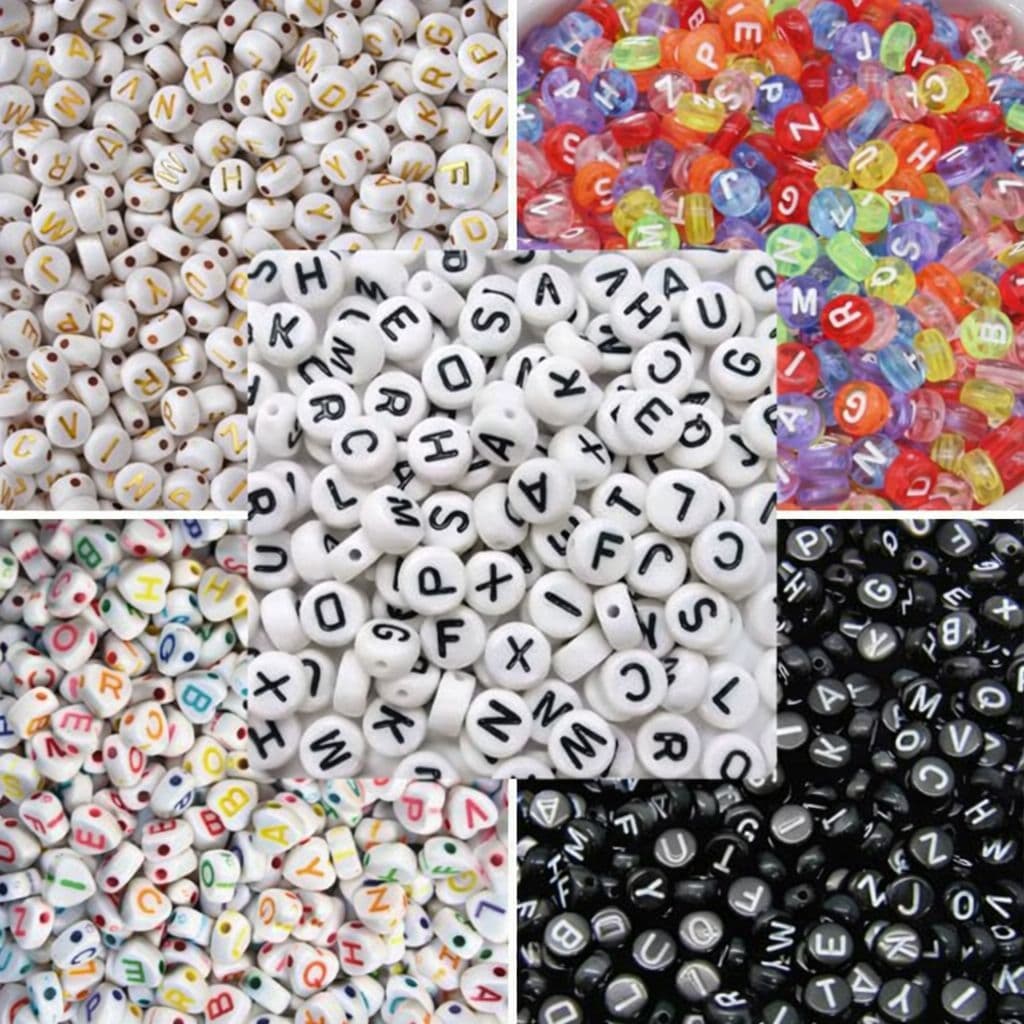 1000 E 500 Letras Miçangas Alfabeto Redonda e Quadrada Para Kit Miçangas Pulseira Infatil Colares Chaveiro