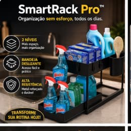 Organizador de Pia 2 Andares com Bandeja Corrediça Metal SmartRack Pro™ Cozinha Lavanderia