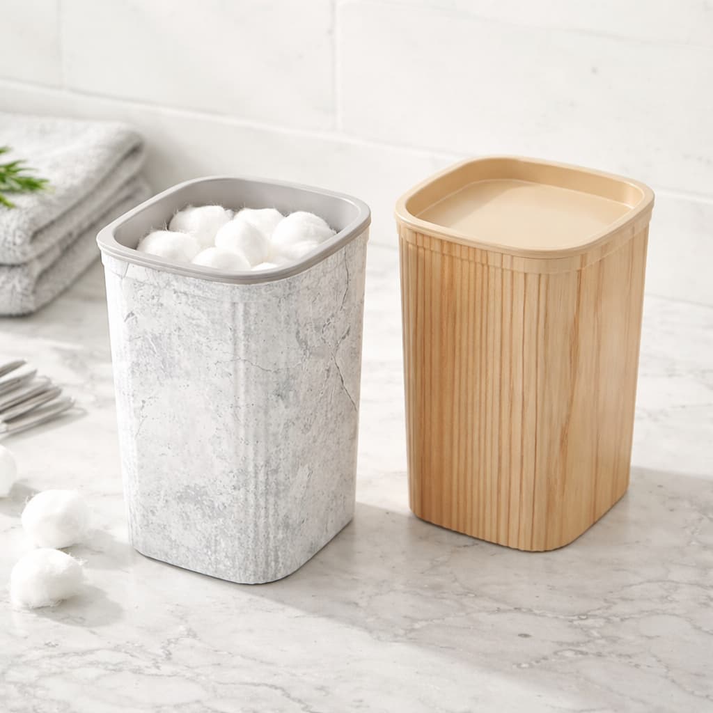 Porta Algodão E Cotonete Com Tampa Multiuso Organizador Maquiagem Lavabo