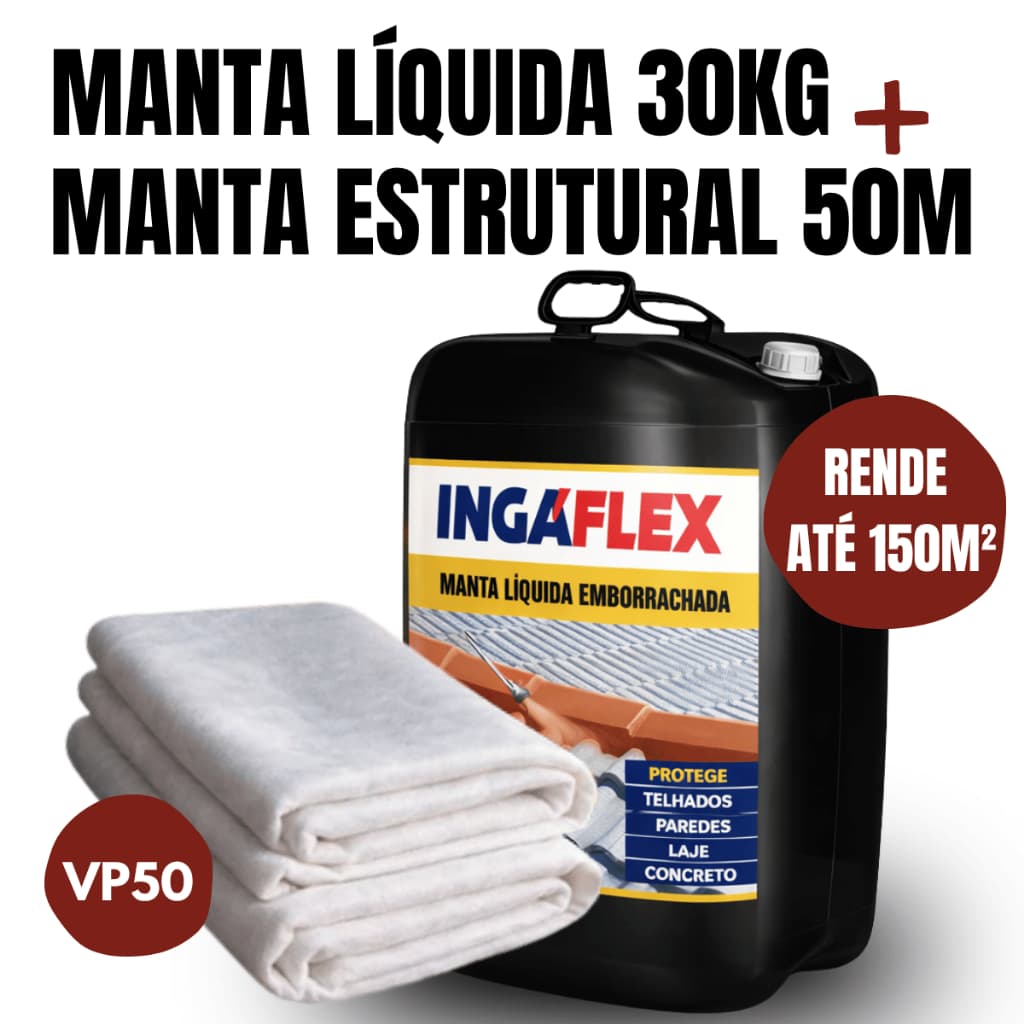 Impermeabilizante Para Laje Telhado 30kg Manta Líquida + Bidim 50m Contra Infiltração Resistente