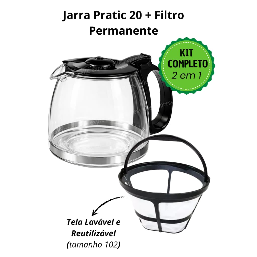Kit Jarra para Cafeteira Mondial Pratic 20 + Filtro 102 Britânia Original