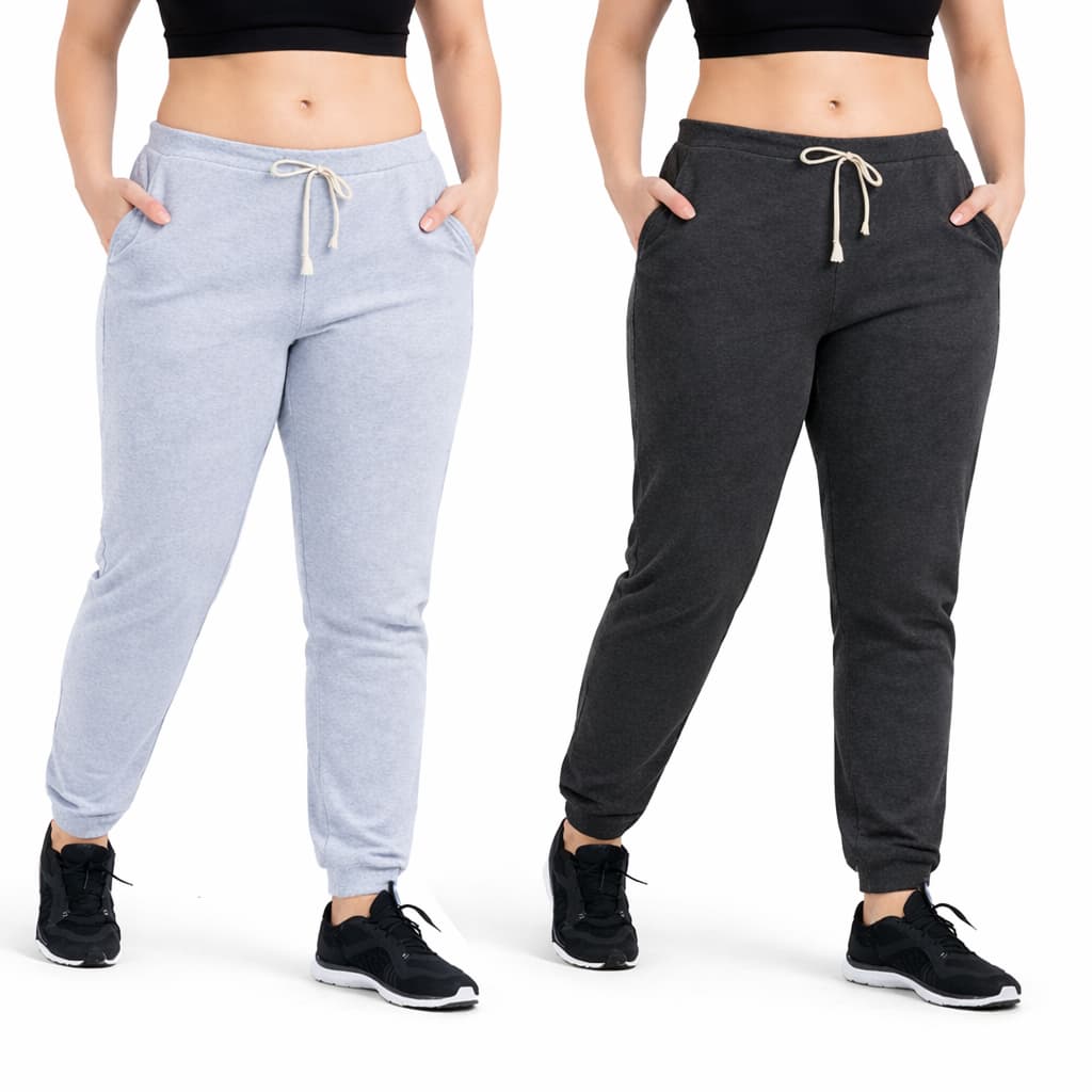 Kit02 Calça Moletom Feminina Plus Size Punho Skinny Academia