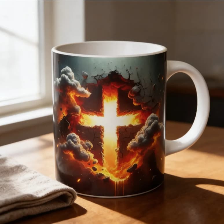 Caneca Porcelana 3D Gospel Cristo Jesus Deus Fé Presente Criativo