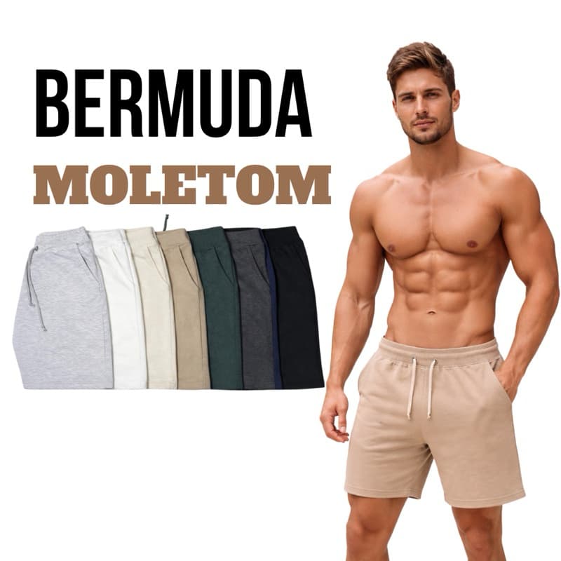 Bermuda Moletom - Bordado picapau(Reserv)- Tecido macio/Premium