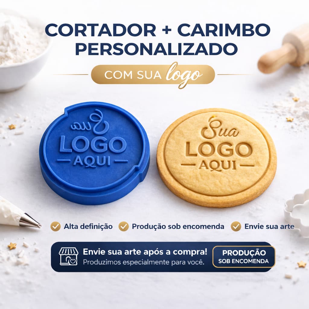 Cortador e Marcador Personalizado com Sua Logo | Biscoito, Biscuit , Pasta Americana